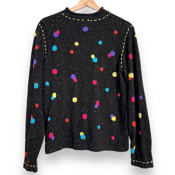 Vintage Coldwater Creek 1/4 Zip Pullover Polka Dot Wool Blend Sweater Women's M - Picture 2 of 8